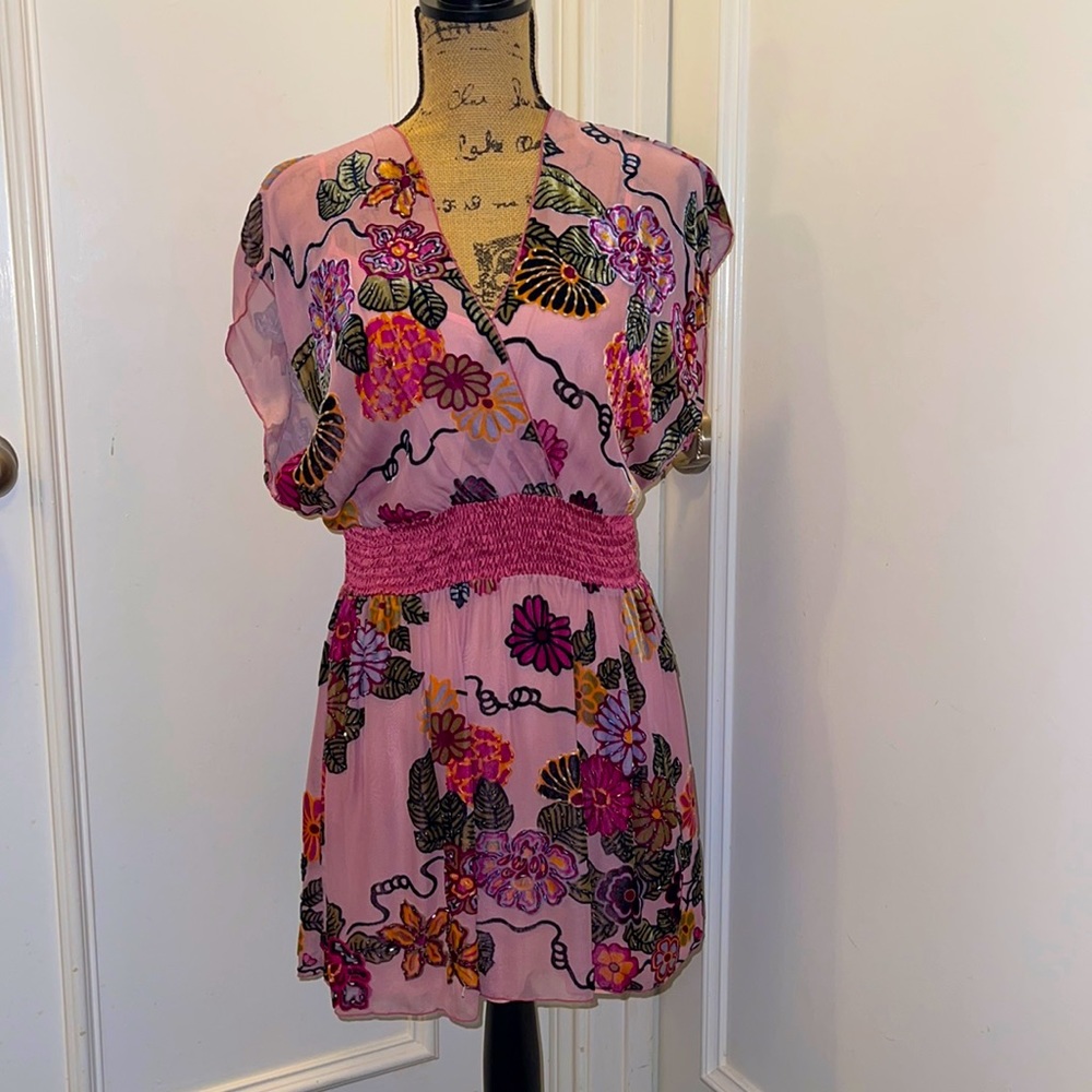 Halé Bob Silk Beaded Tunic Blouse